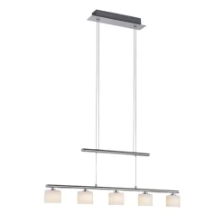Paul Neuhaus LED hanglamp Hydra, staalkleurig, glas, 80cm