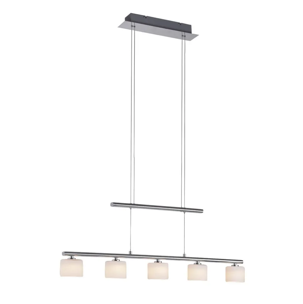 Paul Neuhaus LED hanglamp Hydra, staalkleurig, glas, 80cm