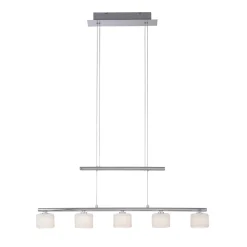 Paul Neuhaus LED hanglamp Hydra, staalkleurig, glas, 80cm
