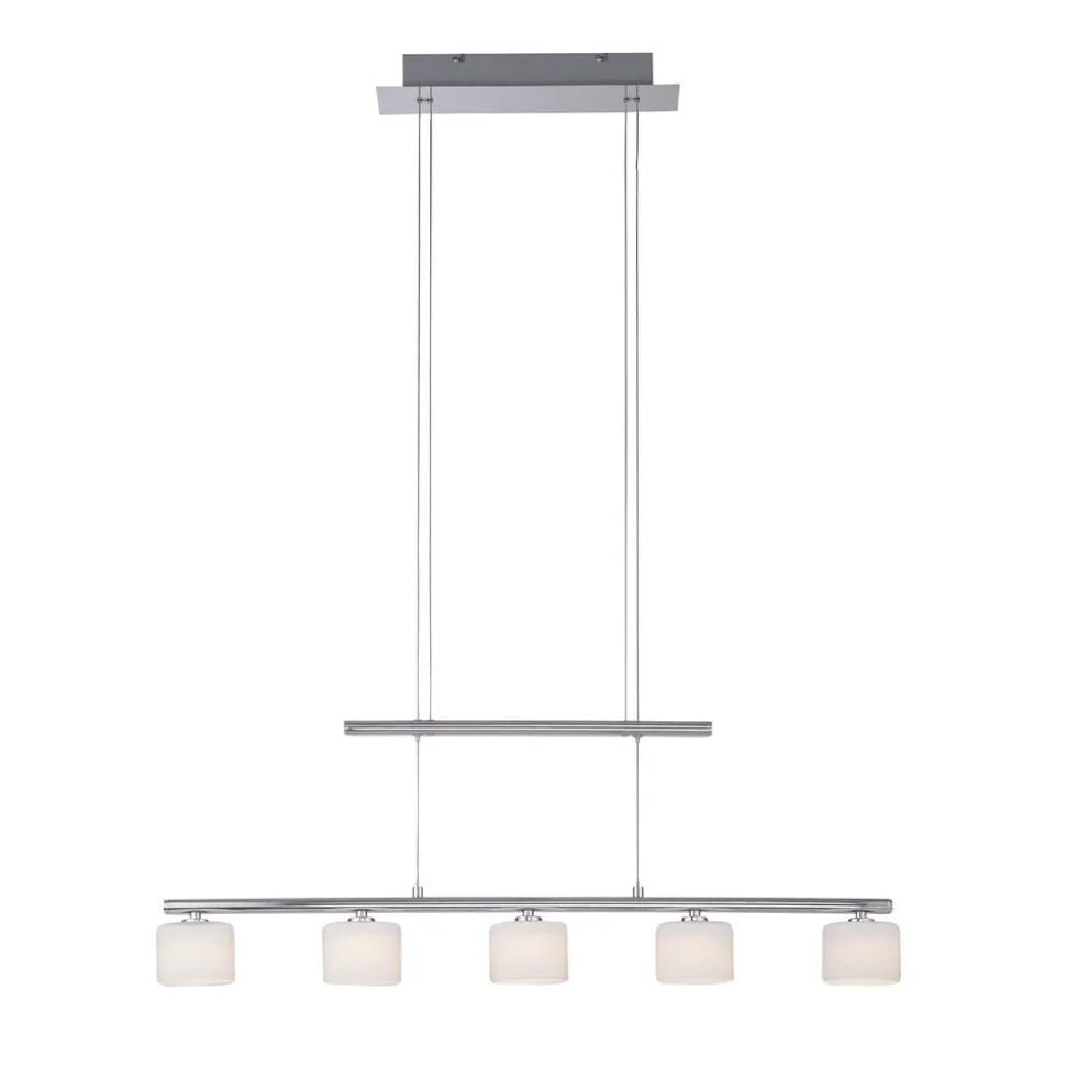 Paul Neuhaus LED hanglamp Hydra, staalkleurig, glas, 80cm
