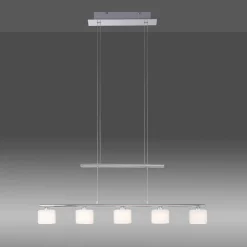 Paul Neuhaus LED hanglamp Hydra, staalkleurig, glas, 80cm