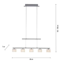 Paul Neuhaus LED hanglamp Hydra, staalkleurig, glas, 80cm