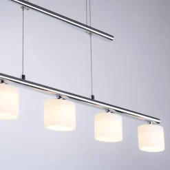 Paul Neuhaus LED hanglamp Hydra, staalkleurig, glas, 80cm