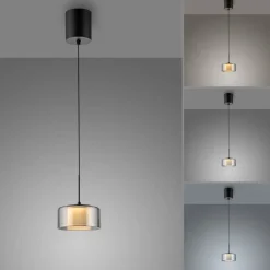 Paul Neuhaus LED hanglamp Rika, Ø 15 cm, glas, dimbaar