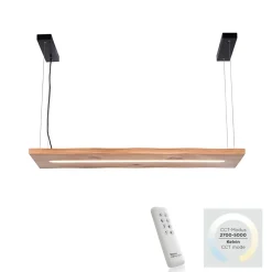 Paul Neuhaus LED hanglamp Palma, hout, CCT, dimbaar, 120cm
