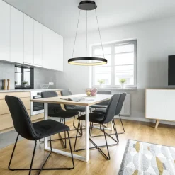 Paul Neuhaus LED hanglamp Hoop, zwart, Ø 57 cm, dimbaar