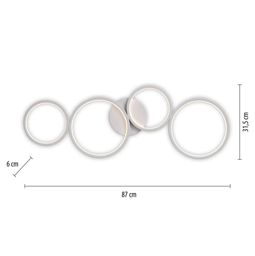 Paul Neuhaus LED plafondlamp Kiringe, wit, metaal, dimbaar