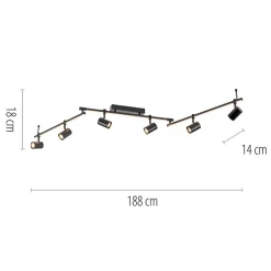 Paul Neuhaus LED plafondspot Barik, 188 cm, verstelbaar