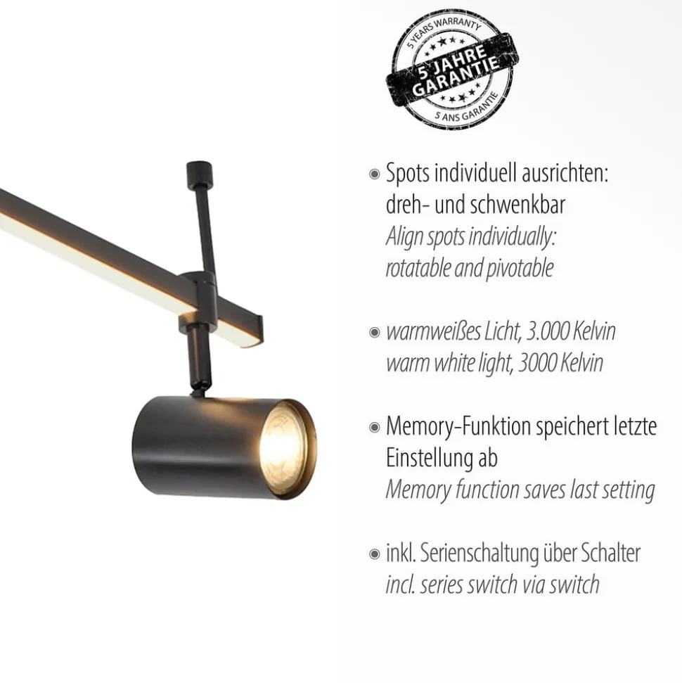 Paul Neuhaus LED plafondspot Barik, 188 cm, verstelbaar