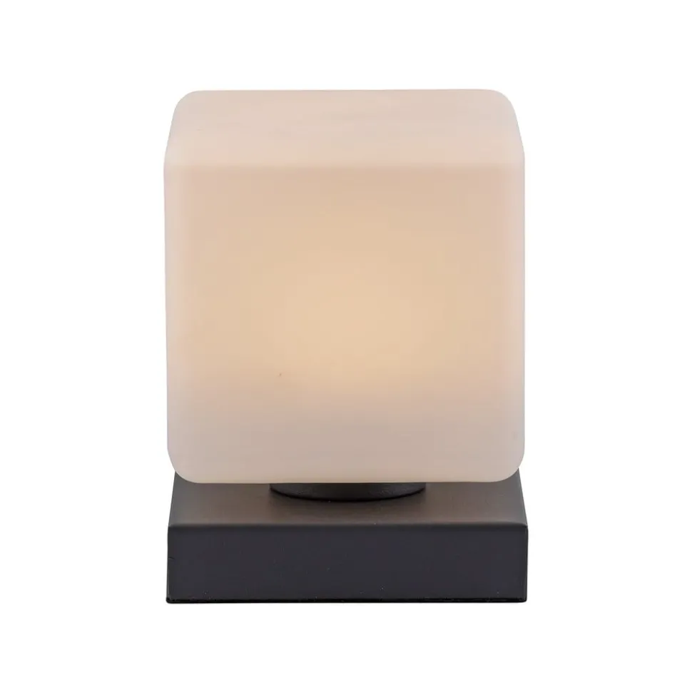 Paul Neuhaus LED tafellamp Dadoa, antraciet, glas, dimbaar