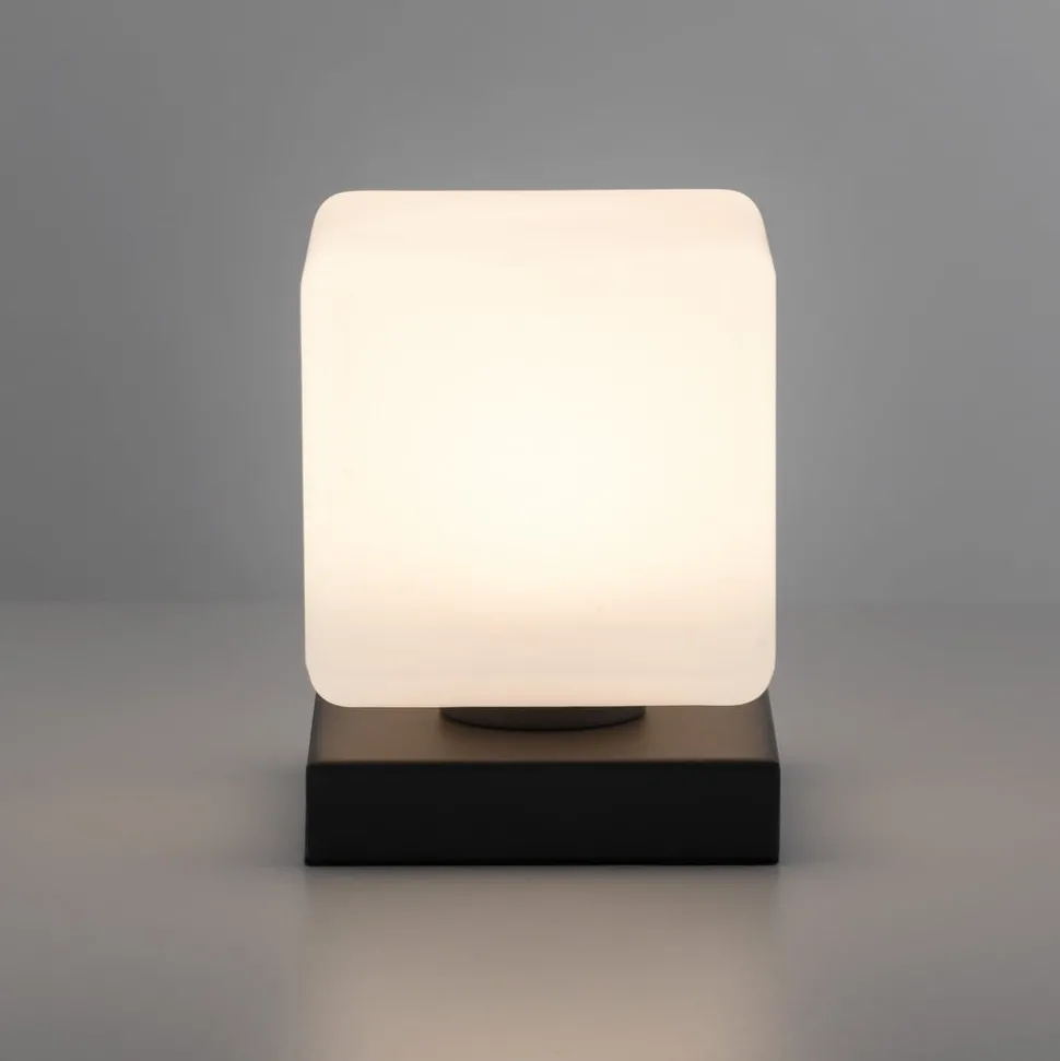 Paul Neuhaus LED tafellamp Dadoa, antraciet, glas, dimbaar