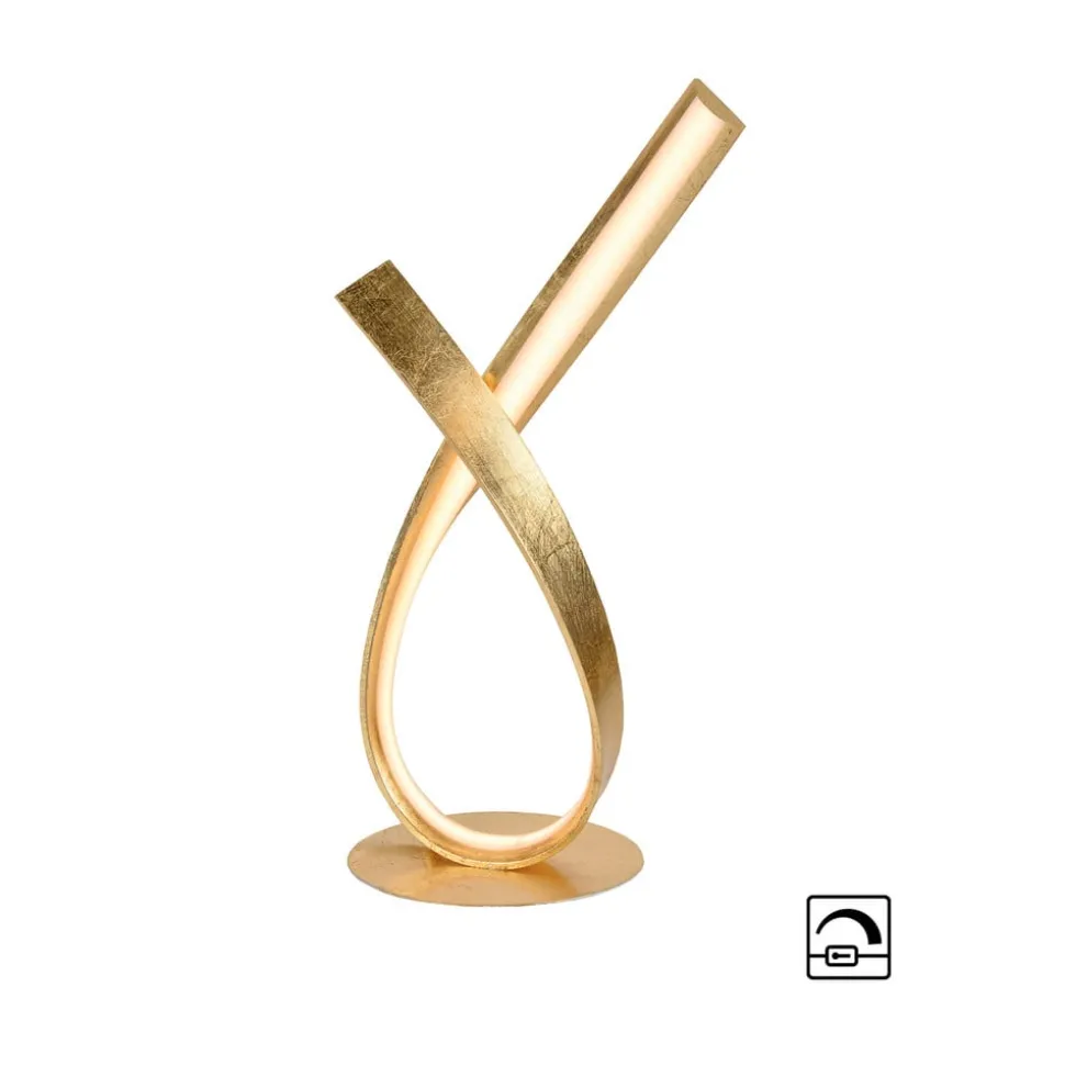 Paul Neuhaus LED tafellamp Linda, goud, metaal, dimbaar