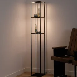 Paul Neuhaus LED vloerlamp Contura, zwart, metaal, 140cm