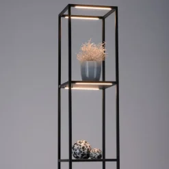 Paul Neuhaus LED vloerlamp Contura, zwart, metaal, 140cm