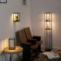 Paul Neuhaus LED vloerlamp Contura, zwart, metaal, 140cm