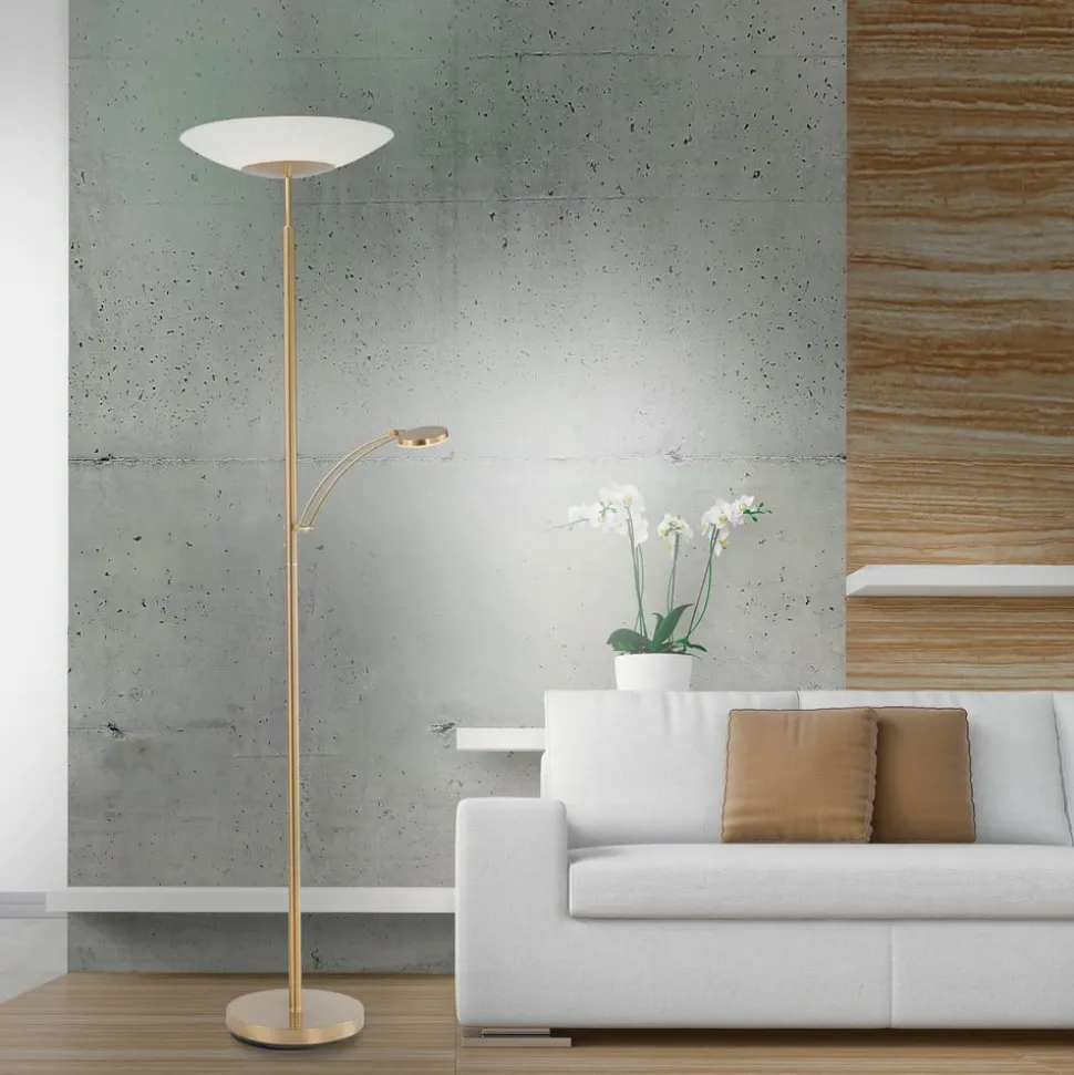 Paul Neuhaus LED vloerlamp Alfred, messingkleurig, dimbaar