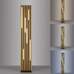 Paul Neuhaus LED vloerlamp Q-Acoustic hout hoogte 162 cm