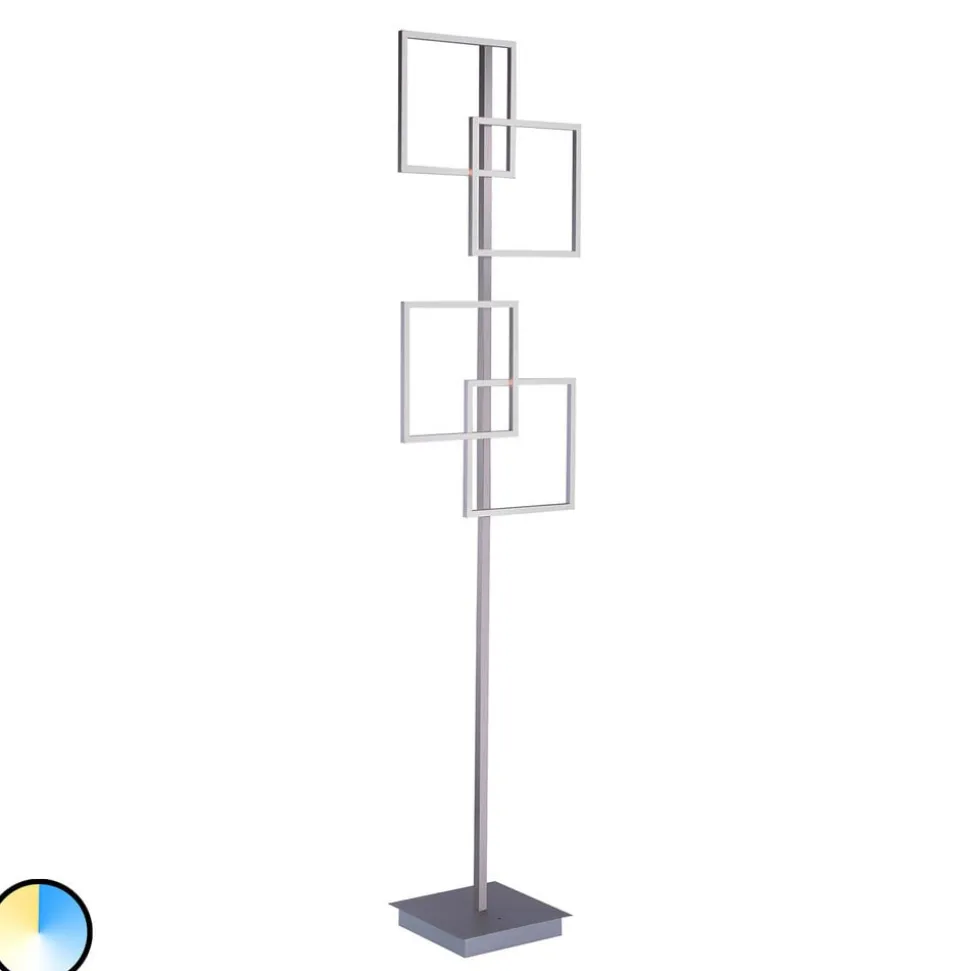 Paul Neuhaus LED vloerlamp Inigo, grijs, metaal, CCT, dimbaar