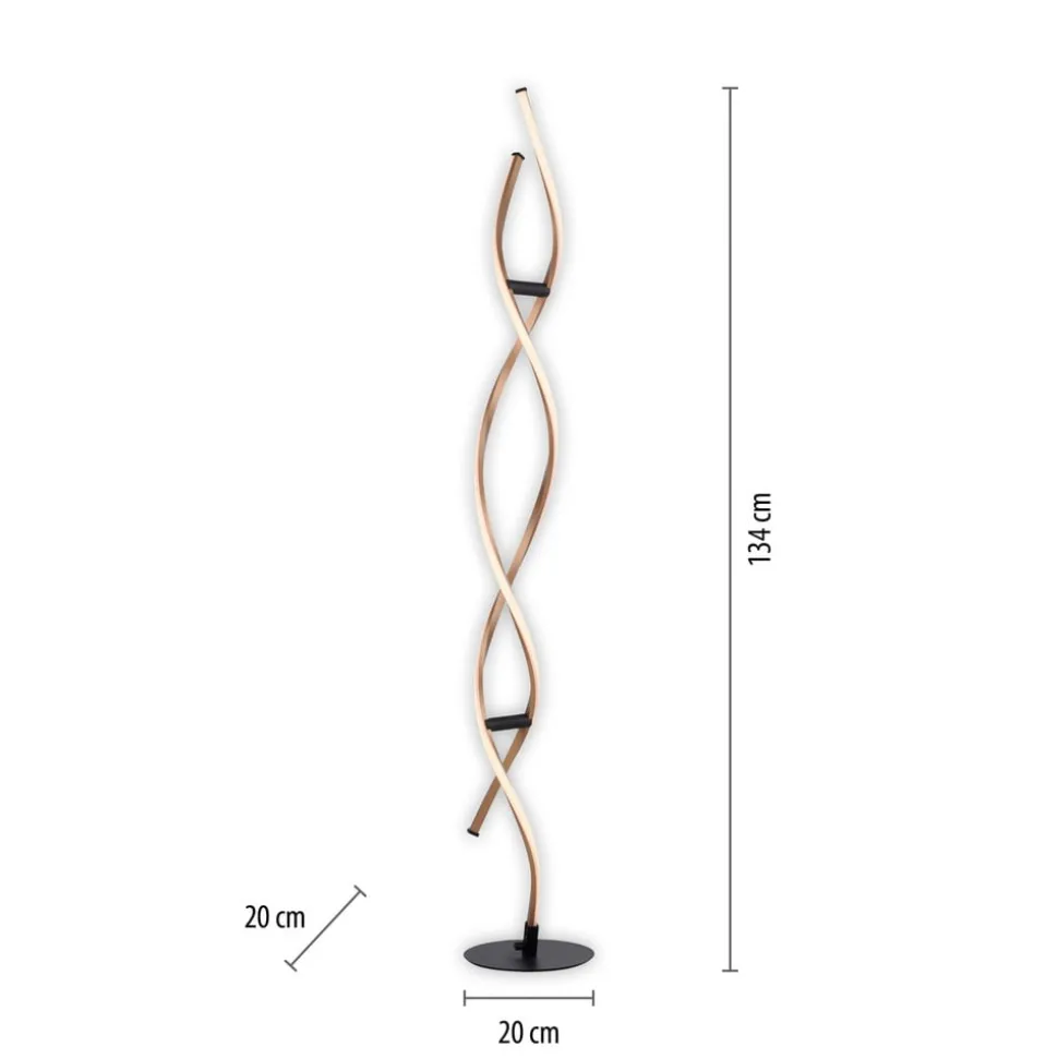 Paul Neuhaus LED vloerlamp Polina, goud, metaal, dimbaar