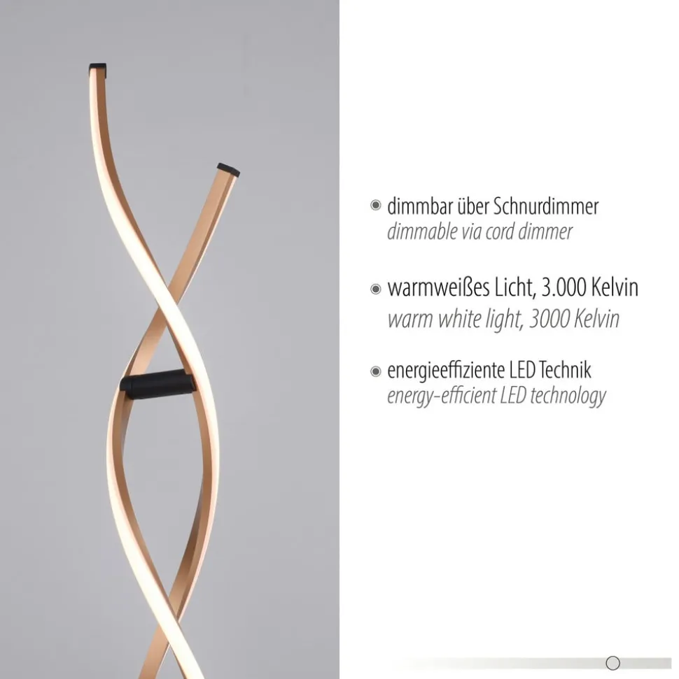 Paul Neuhaus LED vloerlamp Polina, goud, metaal, dimbaar