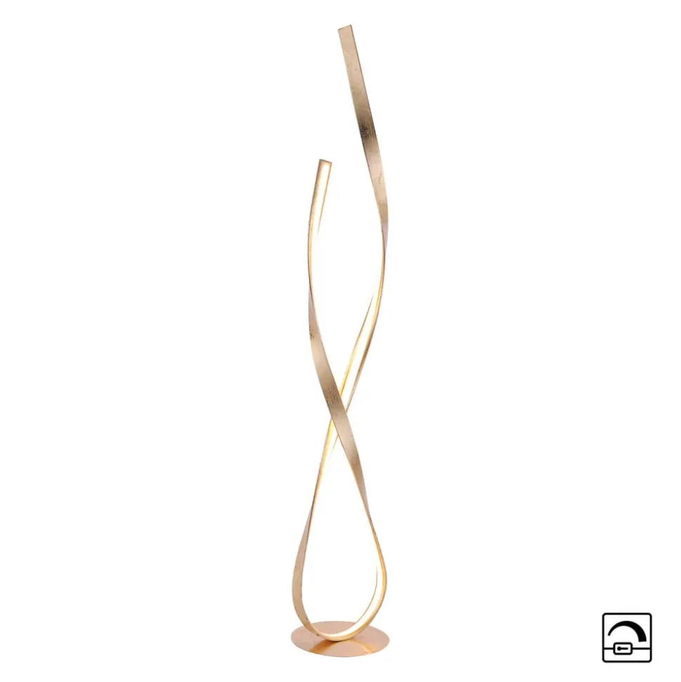Paul Neuhaus LED vloerlamp Linda, goud, metaal, dimbaar