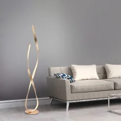 Paul Neuhaus LED vloerlamp Linda, goud, metaal, dimbaar