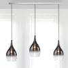 Paul Neuhaus Pilua hanglamp, rook, glas, 100 cm, 3-lamps.