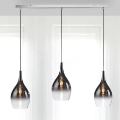 Paul Neuhaus Pilua hanglamp, rook, glas, 100 cm, 3-lamps.