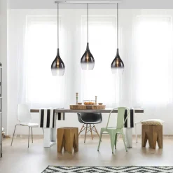 Paul Neuhaus Pilua hanglamp, rook, glas, 100 cm, 3-lamps.