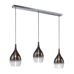 Paul Neuhaus Pilua hanglamp, rook, glas, 100 cm, 3-lamps.