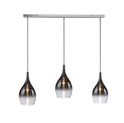 Paul Neuhaus Pilua hanglamp, rook, glas, 100 cm, 3-lamps.
