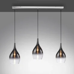 Paul Neuhaus Pilua hanglamp, rook, glas, 100 cm, 3-lamps.