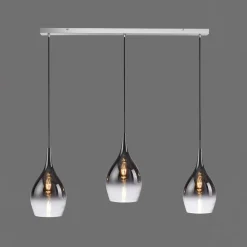 Paul Neuhaus Pilua hanglamp, rook, glas, 100 cm, 3-lamps.