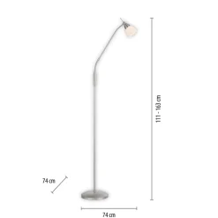 Paul Neuhaus Pino vloerlamp, zilver, 163 cm, dimbaar, G9