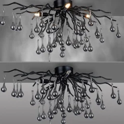 Paul Neuhaus plafondlamp Icicle, 4-lamps, zwart