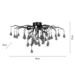 Paul Neuhaus plafondlamp Icicle, 4-lamps, zwart