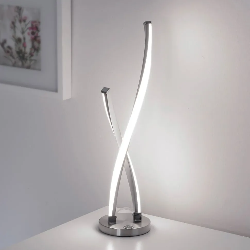 Paul Neuhaus Polina LED tafellamp, zilver, metaal, dimbaar