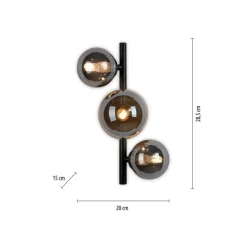 Paul Neuhaus Popsicle wandlamp, zwart, glas, 29 cm, G9