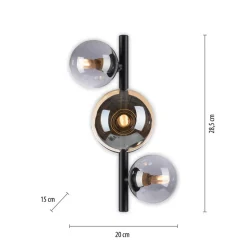 Paul Neuhaus Popsicle wandlamp, zwart, glas, 29 cm, G9