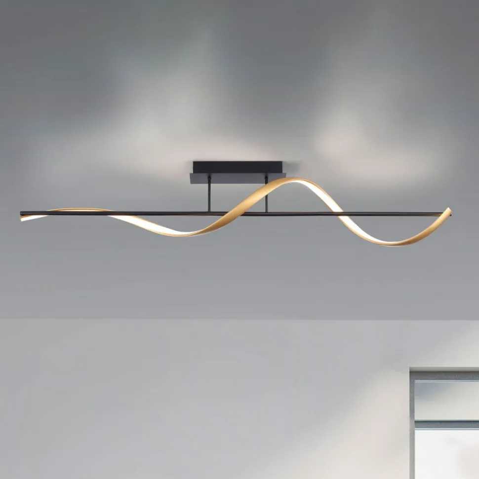 Paul Neuhaus Q-Swing plafondlamp antraciet/messing