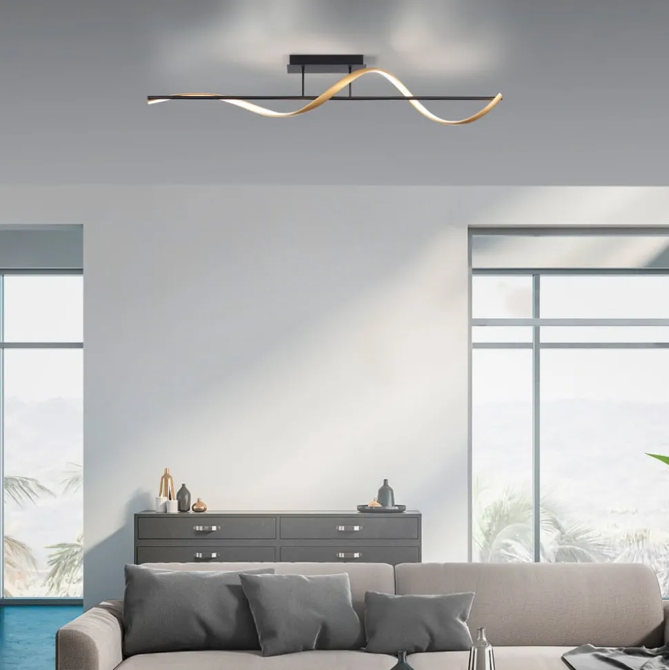 Paul Neuhaus Q-Swing plafondlamp antraciet/messing