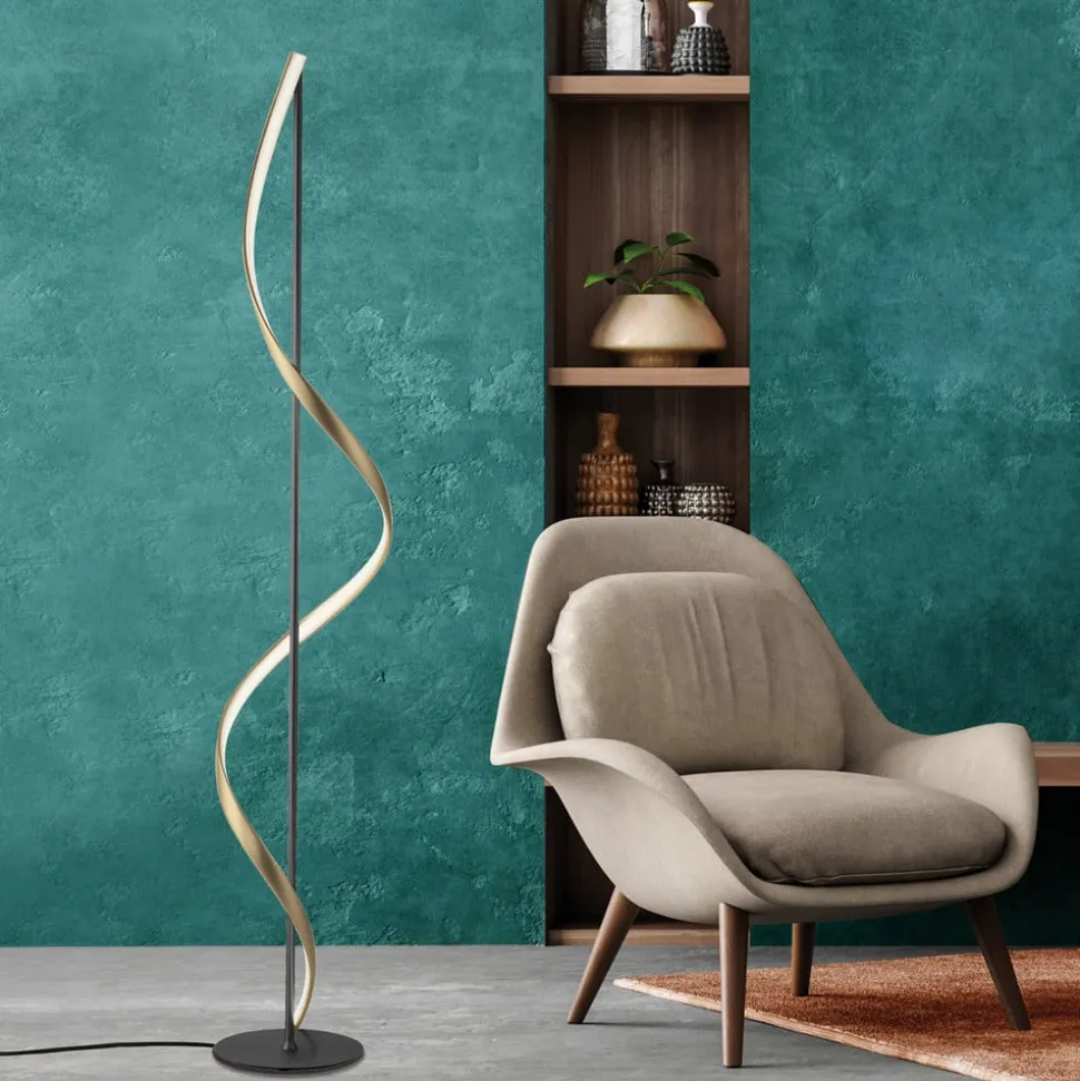 Paul Neuhaus Q-Swing vloerlamp antraciet/messing