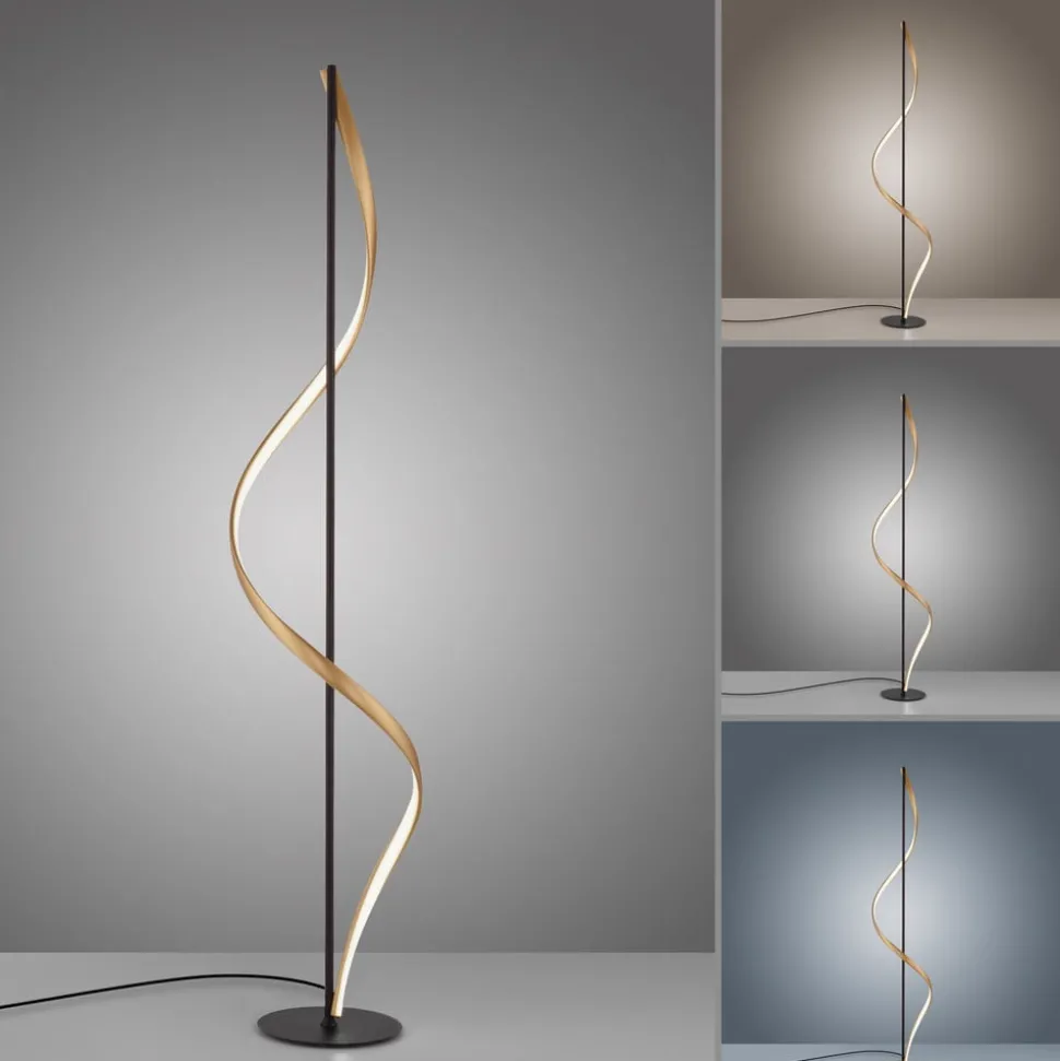 Paul Neuhaus Q-Swing vloerlamp antraciet/messing