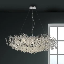 Paul Neuhaus Ricicle kroonluchter, chroom, lengte 120 cm