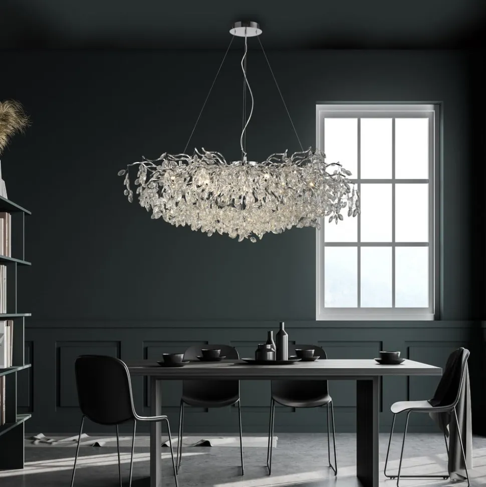 Paul Neuhaus Ricicle kroonluchter, chroom, lengte 120 cm