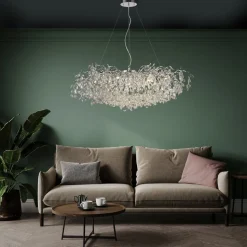 Paul Neuhaus Ricicle kroonluchter, chroom, lengte 120 cm