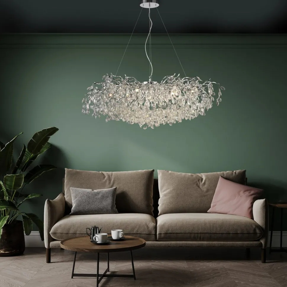 Paul Neuhaus Ricicle kroonluchter, chroom, lengte 120 cm