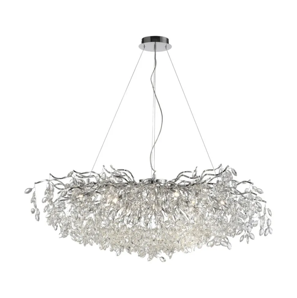 Paul Neuhaus Ricicle kroonluchter, chroom, lengte 120 cm