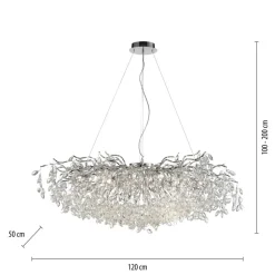 Paul Neuhaus Ricicle kroonluchter, chroom, lengte 120 cm