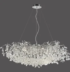 Paul Neuhaus Ricicle kroonluchter, chroom, lengte 120 cm